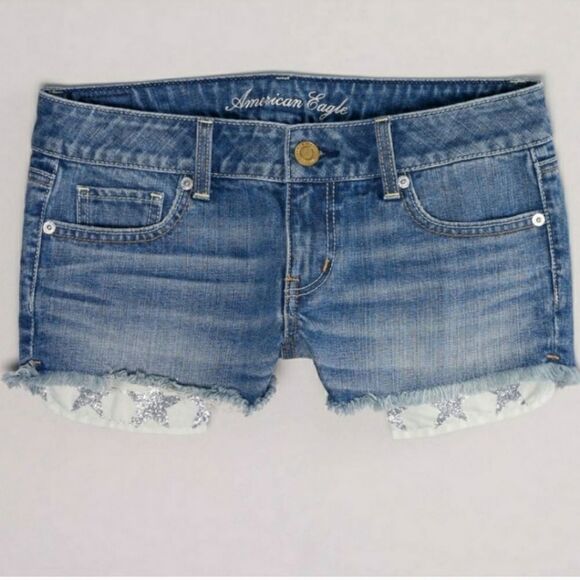 American Eagle | Star print jean shorts - 0 - Picture 1 of 4